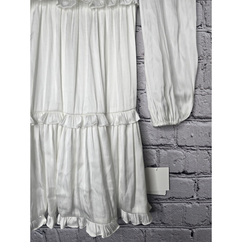 Davids Bridal Studio Soft Pearl White Ruffle Charmeuse Mini Dress New Size 6 - Picture 5 of 12